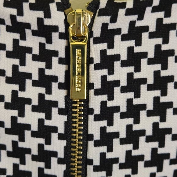 Michael Michael Kors Black White Houndstooth Designer Sheath Dress Size 4 - Picture 3 of 5